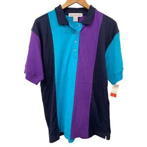 Vintage 90s Vanderbilt Short Sleeve Polo Shirt Medium Colorblock Deadstock NEW